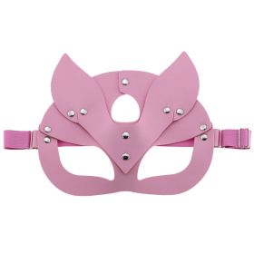 Half Face Fox Cosplay Mask Female Leather Mask Eye Cosplay Leather Halloween Party PU Half Face Rabbit Mask Adult Game Supplies - pink