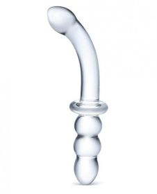 Glas 8 inches Ribbed G-Spot Glass Double Dildo - TCN-GLAS-152