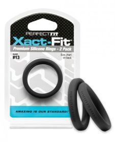 Perfect Fit Xact Fit #13 Black Pack Of 2 Cock Rings - TCN-PF-CR-76B