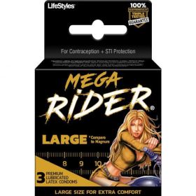 Lifestyles Mega Rider Large Latex Condoms 3 Pack - R9858