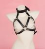 Women Bondage Body Harness Lingerie Goth Crop Tops Leather Bra Cage BDSM Collar Body Harness Belt Chain Slave Breasts Sex Toys - A