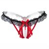 Sexy Lingerie Crotchless Women's Panties Lace Bowknot G-strings Thongs Temptation Erotic Women Underwear Intimate Underpant - 43--red