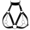 Women Bondage Body Harness Lingerie Goth Crop Tops Leather Bra Cage BDSM Collar Body Harness Belt Chain Slave Breasts Sex Toys - A