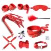 SM Bondage Restraint Set Sex Handcuffs Whip Anal Beads Butt Plug Anal Plug Bullet Vibrator Sex Toys for Woman Adult S&M Fetish - nylon-Pink-7pcs