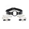 Faux Leather Choker Collar With Nipple Breast Clamp Clip Chain Couple SM Sex Toys For Woman Sex Tools For Couples Adult Games - BLACK