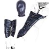 Bondage Restraints Slave RolePlay Hands Wrists Arm Leg Binder Hood Mask PU Leather Tight Single Glove Adult Game Sex Toys - Bundle hand