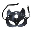 Half Face Fox Cosplay Mask Female Leather Mask Eye Cosplay Leather Halloween Party PU Half Face Rabbit Mask Adult Game Supplies - black