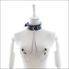 Faux Leather Choker Collar With Nipple Breast Clamp Clip Chain Couple SM Sex Toys For Woman Sex Tools For Couples Adult Games - PINK