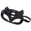 Half Face Fox Cosplay Mask Female Leather Mask Eye Cosplay Leather Halloween Party PU Half Face Rabbit Mask Adult Game Supplies - black