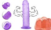 Suction Cup Dildo Clitoral 8'5 Inches Dildo Flaxible Realistic Dildo  - Purple