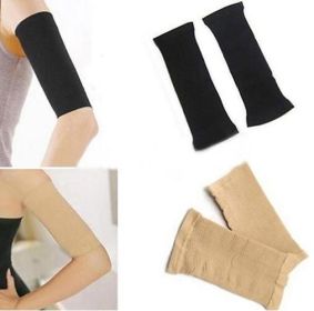 Women Arm Shaping Sleeves Ladies Elastic Slimming Shaperwear (Option: black and skin set)