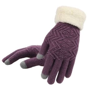 Winter knitted gloves (Color: Purple)