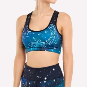 Women's Padded Sports Bra Fitness Workout Running Shirts Yoga Bra Athletic Tops (Option: Starry Blue-S)